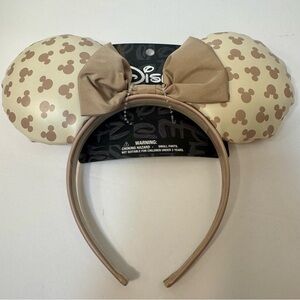 NWT. Disney Aldi 2025 Mickey Minnie Mouse Ears Headband in Beige Neutral